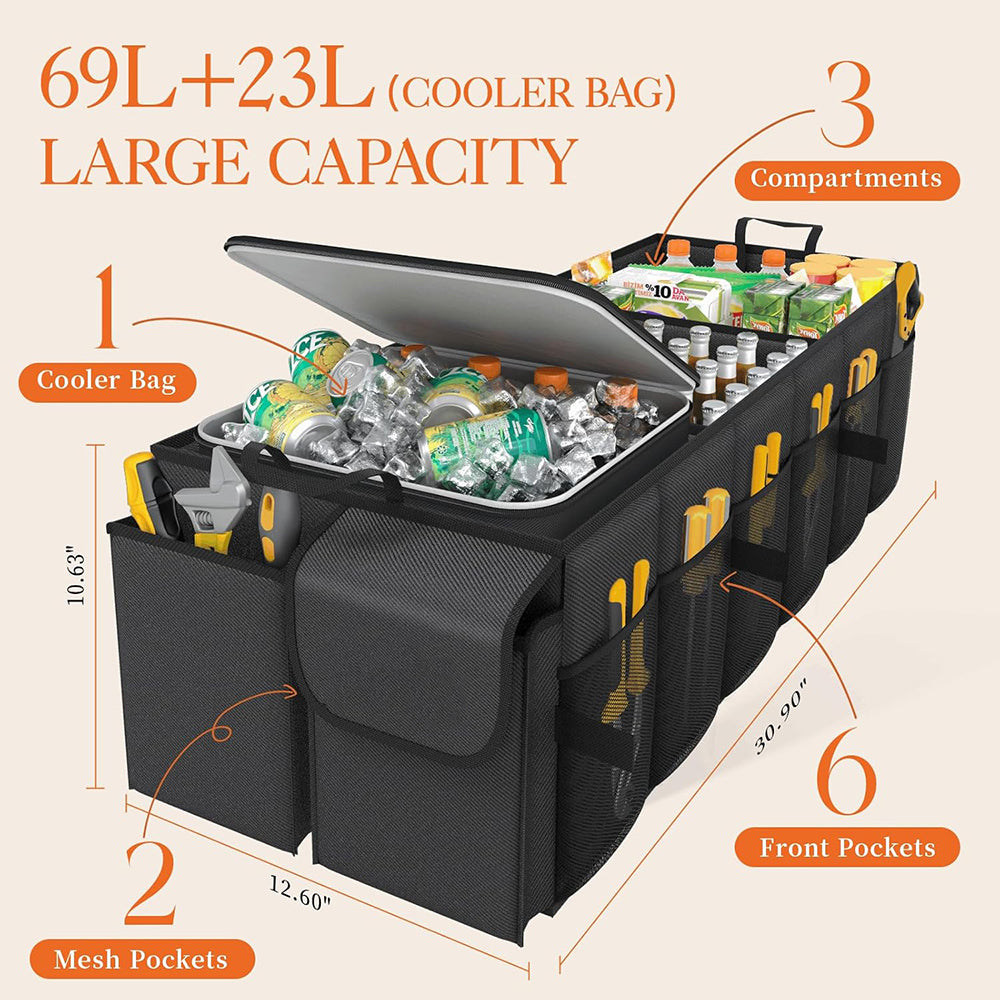 Foldable Trunk Organizer with 23L Cooler Bag